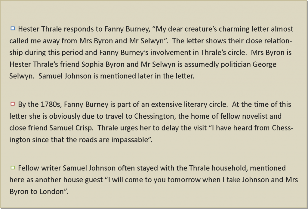 MSA-1-13 Letter From Hester Lynch Thrale To Fanny Burney - Part 1 Narrative - Copy