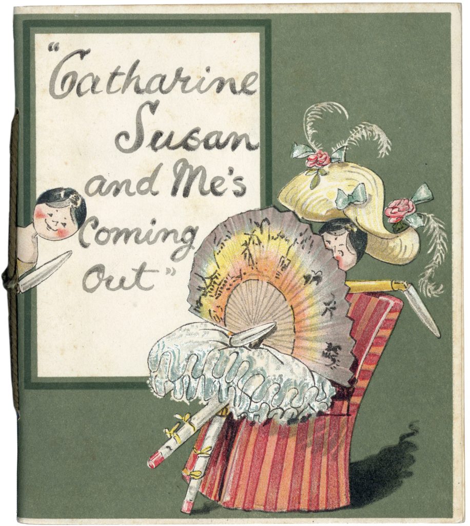 Front cover from ‘Catherine Susan and Me’s Coming Out’ by Kathleen Ainslie (Rare Books 823.912 AIN)