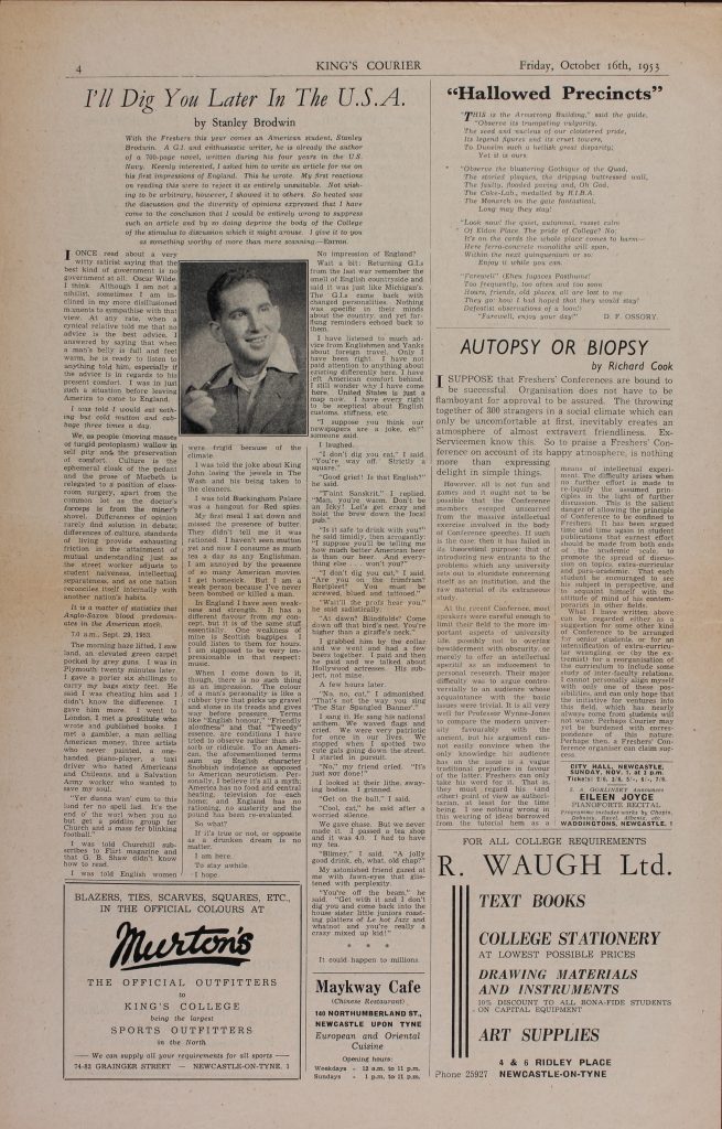 'I'll dig you later in the U.S.A.' by Stanley Brodwin, Friday 16th October 1953
