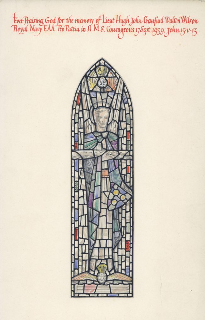 Proposed design for a Memorial Window to Lieut. Hugh Walton-Wilson, Church of St John, Snod’s Edge, Northumberland