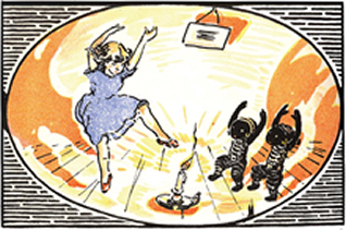 Illustration from The Pirate Twins depicting the Pirate Twins alongside their friend Mary.
