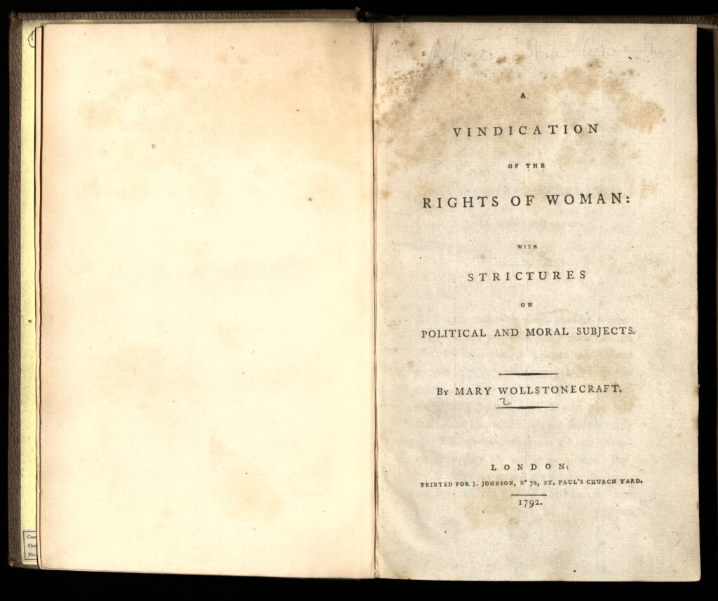 Title page from Wollstonecraft’s A Vindication of the Rights of Woman
