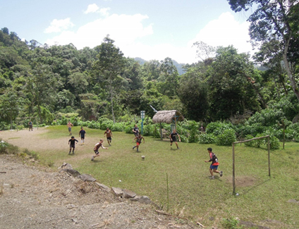 Weekly football match with the locals